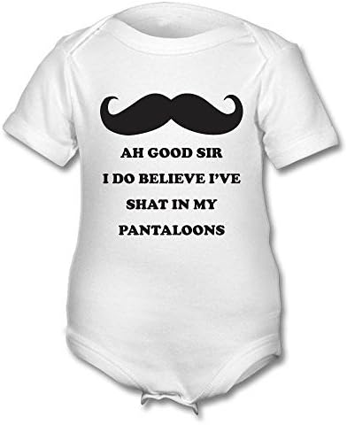 Ah Good Sir I Do Believe That I have Shat In My Pantaloons Funny Baby Grow (Black on White) (6-9 Months)