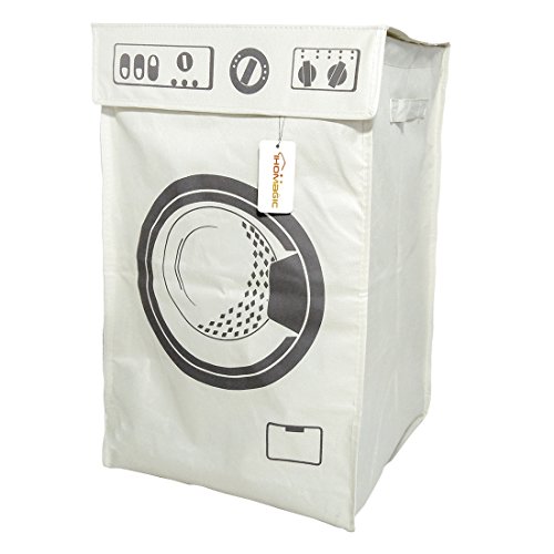 détail ihomagic style machine à laver panier à linge sac Vêtements Panier de rangement avec couvercle