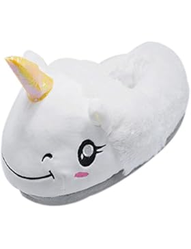 Damen Einhorn Hausschuhe Plüsch Pantoffeln Kostüm Unicorn - Einheitsgröße für Erwachsene Geschenk für Weihnachten...
