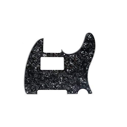 Musiclily 8 Agujeros Tele Pickguard Golpeador Humbucker HH para Fender American/México Standard Telecaster Estilo Moderno,4 capas Black Pearl