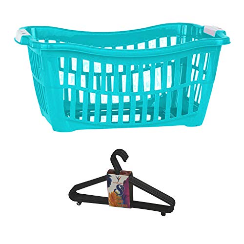 Preisvergleich Produktbild Senyayla Wäschekorb, quadratisch, mit 8 Kleiderbügeln Cyan