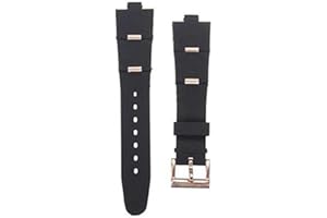 GOZAR Gold and Rose Gold Silical Gel Watch Strap for Bvlgari Watch - Rose Red 24 mm