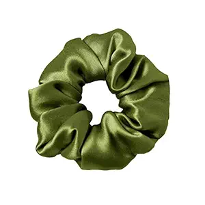 LilySilk Green Silk Scrunchies -Regular -Scrunchies For Hair - Silk Scrunchies For Women Soft Hair Care (Dark Green)