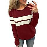 ◑‿◑ JUSTSELL T Shirt für Damen,Frauen Gestreift Patchwork Pullover Rundhalsausschnitt Oberteile Lange Ärmel Sport Casual Shirt Tops