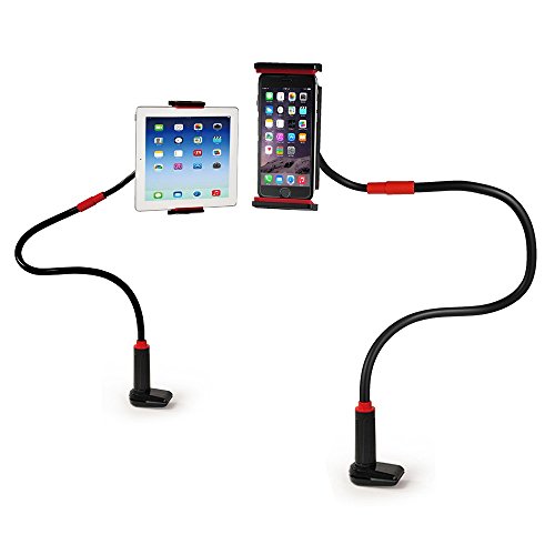 EasyAcc iPad Halterung Desktop-Ständer Schwanenhals Halter Flexibel Winkel verstellbar Handy/Tablets halterung 360 ° Drehen, Verlängerte 100 cm, Bolt Clamp mit Halterung für Apple iphone 6 / ipad Mini 3 / ipad Air 2 / Galaxy Tab 10.1 4 / Galaxy Tab A 9.7 / 8.0 und für 3.0-10.1 Inch Android Device (Schwarz/Rot) - 2