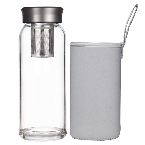 Justfwater borosilicato Tea infusore bottiglia di acqua bicchiere di vetro 680,4 gram