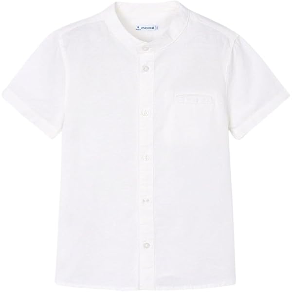 Mayoral Camicia Collo Mao Per Bambini - 100% Cotone, Manica Corta, Bianco - Foto 3