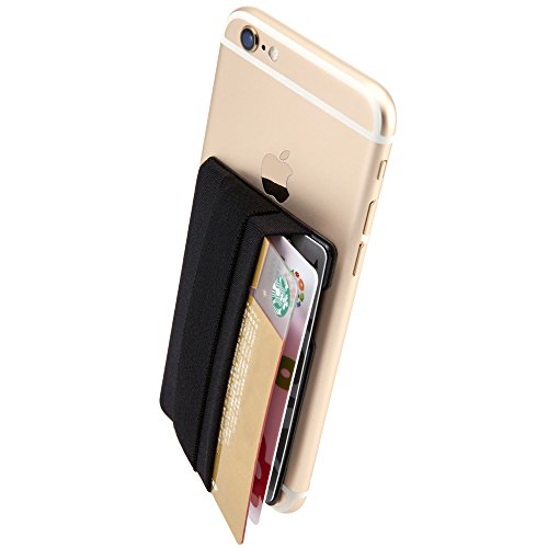 Smart Wallet mit Handy Fingerhalterung, Sinjimoru Slim Wallet Kartenhalter / aufklebbare Mini GeldbÃ¶rse mit Fingerschlaufe fÃ¼r die Einhandbedienung. Sinji Pouch Band, schwarzes Pouch und schwarze Schlaufe.