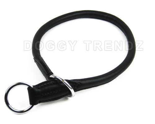 ROLLED-LEATHER-CHOKE-SLIP-DOG-COLLAR-SOFT-IN-BLACK-LABRADOR-COLLIE-SHEPHERD-SPANIEL