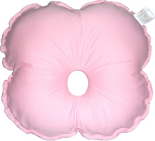 Anti-Pressure Baby Head Support Pillow MADE IN ENGLAND. Recommended by Paediatricians to prevent flathead (positional plagiocephaly). Breathable pillow with 100% Cotton Cover (Pink). The central cavity provides a non pressure soft all round positioning surface allowing for natural cranial reshaping. Can be used anywhere.