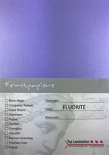 50 Sheets DIN A5 Purple Shimmering PU Top Lamination Paper 290 g/m² – Dyed All Possible use: Invitations (Inserts for Albums Wedding Card, Photo Album, Poster Posters, Crafting and More.