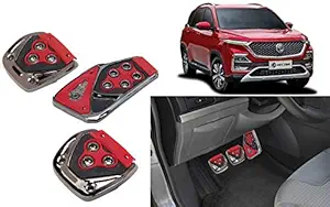 Selifaur - 3 Pcs Red Non-Slip Manual Car Pedals kit Pad Covers Set for MG Hector