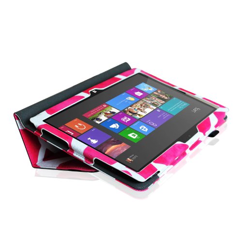 Fintie Schutzhülle Flip Case mit Stylus Halterung für Microsoft Surface RT/Surface 2 26,9 cm nicht kompatibel mit Windows 8 Pro – – ZD-Giraffe Magenta Surface 2 / Surface RT - 4