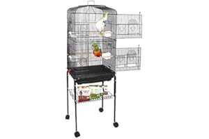 YIFAA Gabbia Voliera Portatile con Supporto Staccabile 4 Ruote Girevoli per Cockatiel Conure Parrocchetto Budgie e Lovebird