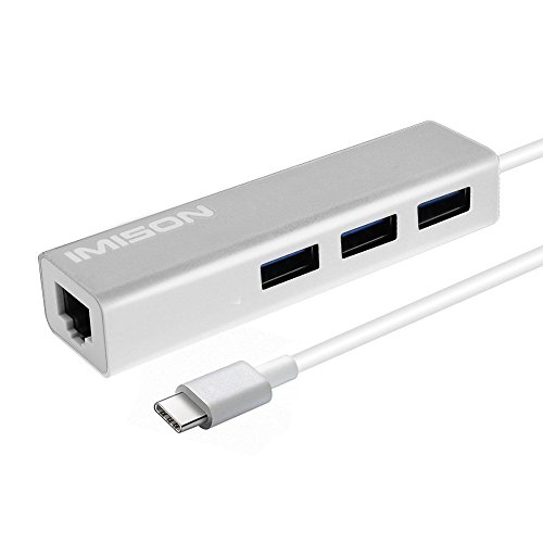 USB 3.0 Type-c Netzwerk-Hubs IMISON USB Port Lan Ethernet External Network Adapter Converter Aluminium Unibody for MacBook Pro Air iMAC, Mac Mini, Chromebook Pixel, Surface Pro (Silber)