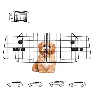 ERYTLLY Dog Car Barriers,Dog Barrier for SUV,Vehicles,Dividers,Pet Barriers Heavy Duty Wire Adjustable Dog Barrier with Front Seat Mesh Pet Barrier Net Organizer