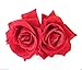 Double Red Rose Hair Clip Vintage Rockabilly Bridal Large Big 1950s 1940s Prom P61 *EXCLUSIVELY SOLD BY STARCROSSED BEAUTY*
