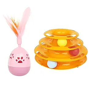 Mascots Tierra Cat Training Tumbler/Cat Puzzle Toys (Cat Training Tumbler + Cat Wheel 3)
