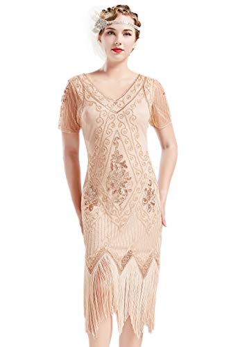 ArtiDeco Robe Soirée / Robe de Nuit pour Femme, Apricot, 3XL