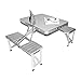 Produktbild Cathy02Marshall Klapptisch Aluminium Camping 86 * 66 * 68cm hocker Schwarz stühle Set Garten Kofferfunktion 4 Hocker Stuhl Party klappbar Koffergarnitur Klappgarnitur Picknicktisch Wetterfest