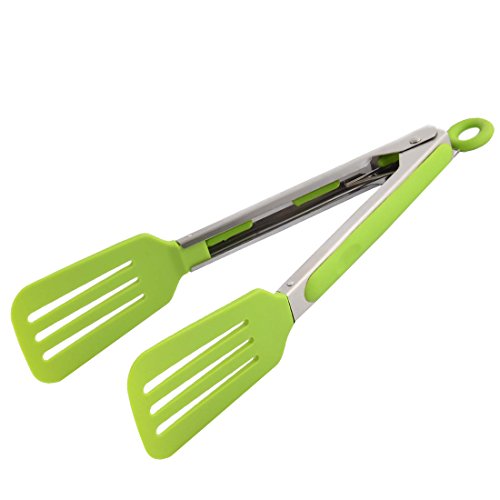 sourcingmap® Kitchen Cooking Barbecue Anti-slip Bread Cake Cookie Food Serving Tong Clamp Green