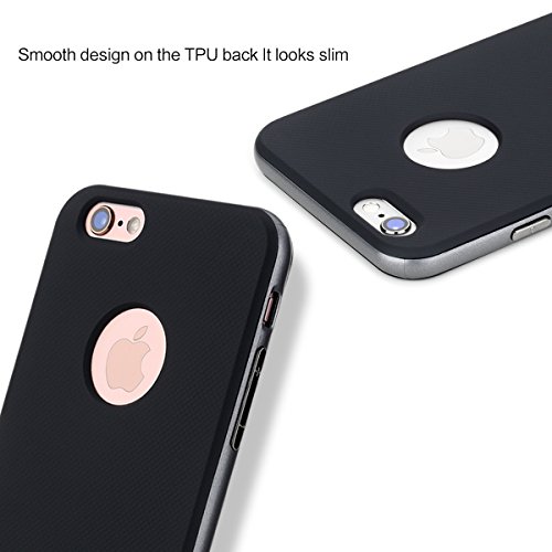 Funda ROCK Royce iPhone 6 6s Plus Case  Netted Texturizado  Doble Capa  Dos Colores  Apple Logo  PC TPU  Agujero Honda Tel  fono Caja Caso para Apple iPhone 6 6s Plus 5 5 inch  - Gris de hierro