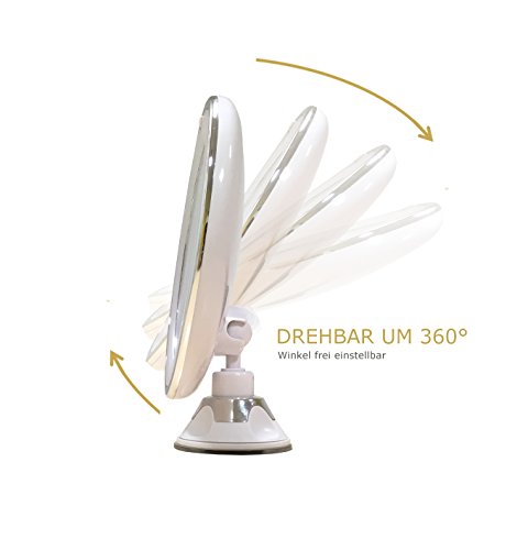 PUREHANNA Kosmetikspiegel mit LED Beleuchtung und 10-Facher Vergrößerung, Schminkspiegel mit Saugnapf-Grundplatte, Ø 17, 5 cm - 3