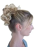 BLONDE HAIR EXTENSION SRUNCHIE BUN UP DO DOWN DO TOPPER MULT TONES CURLY TWISTER