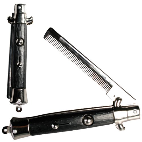 FOLDABLE POCKET HAIR COMB SWITCHBLADE COMPACT HANDY STYLISH FLICK BRUSH NEW