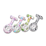 Uhr für Krankenpfleger, Tagesablauf der Krankenschwester, vier Krankenschwestern Uhren, Mädchen in der Mode von Krankenschwestern, Blumenbrosche, Silikongel, Anhänger Taschenuhr