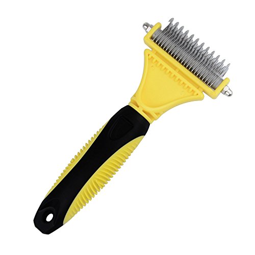 Pet-Dematting-Comb-with-Double-Sided-Dematting-Rake-By-Vaxuia-Remove-Loose-UndercoatMatted-Tangles-and-KnotsGreat-Pet-Dog-Cat-Grooming-Tool-for-Brushing-and-Deshedding