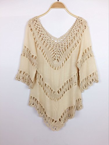 Jastore®boho Damen Strandponcho Sommer Überwurf Kaftan Strandkleid Bikini Cover Up Einheit - 4