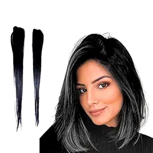 Fully 2 Pcs Single Clip Human Hair Side Covers Up Extension/ Patch For Women And Girls (16 Inch, Dark Brown)