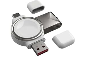 Crown Tech Watch Charger Portable Wireless Charger Compatible with Apple Watch 7/6/5/4/3/2/1/Series, Two Port USB C and USB A Portable Magnetic Charger