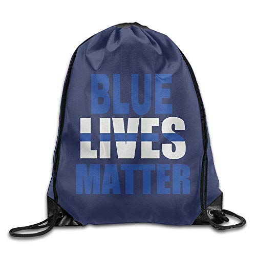 Hicyyu Unisex Blue Lives Matter Support The Police Thin Sports Drawstring Backpack Bag