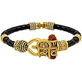 Soni Shiv Trishul Damru Rudraksha Mahakal Oxidized Gold Plated Kada Bracelet for Men, Women, Boys & Girls