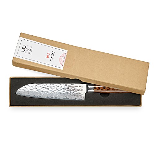 Santoku Messer von GENTLEMAN´S TOOLS – 17 cm (7 inch) – Äußerst scharf – 67 Lagen echter Damast-Stahl – Hochqualitatives Kochmesser mit modernem Design – Ausbalancierter Griff aus Pakkawood-Holz – Perfekt für anspruchsvolle Hobby- & Profiköche - 2