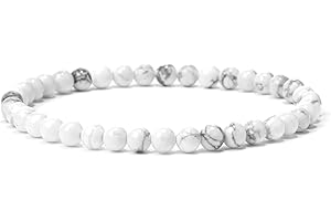 Landorilo 4 mm Stretch Bracelet Made of Real Natural Stone Beads, Healing Stone Bracelet, Yoga Bracelet for Women, Men, Lucky Bracelet, Friendship Bracelet, Replacement Beads Included