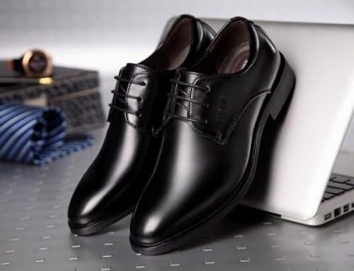 MSIA - Formal Leather Shoes 6cm Taller, 8UK 9US 42EU, Black, 6cm Elevator Invisible Height Increasing Shoes