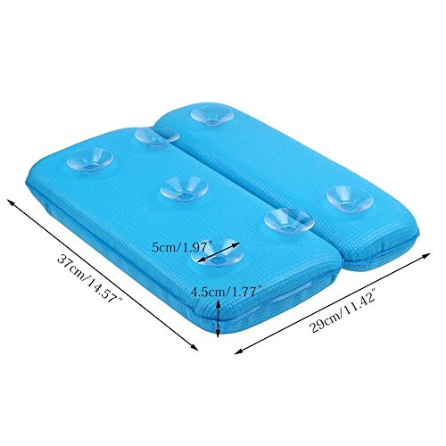 Angelbubbles Bad Kissen Badewannenkissen Starke Zurück Saugnäpfe Rutschfest Memory-Foam für Schulterhalsstütze (Blau) - 4