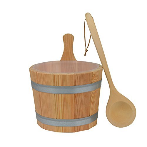 Sauna Set #610, 3-teilig, Kübel aus Lärchenholz, Kunststoffeinsatz, Kelle