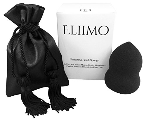 Eliimo Perfecting Finish Sponge - Make Up Blender - Flawless Complexion Foundation Applicator - Hypoallergenic Pro Beauty Blending Sponge - Black