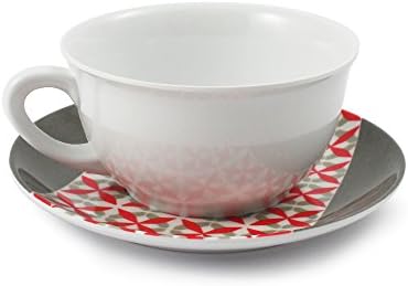 cartaffini – Provence – Mug Grey and Red Melamine With Decoration of Real Fabric Mug (seelvy) Diameter: 12.4 cm, height: 6.80 cm Plate Diameter: 17 cm, capacity: 360 ml.