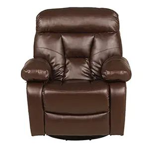 Woodness Accra Single Seater Manual Swivel and Rocker Recliner (Brown)