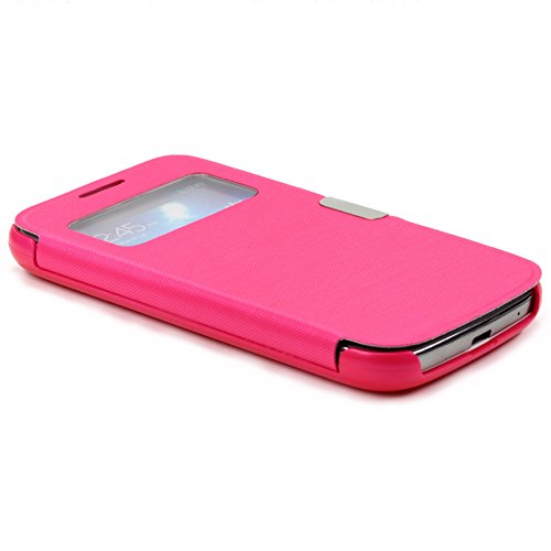 Urcover® View Case Handy Schutz-Hülle | Samsung Galaxy S4 Mini | Hart Kunststoff Pink | Elegant Wallet Cover Sicht-Fenster | leichte Schale dünne Tasche - 4