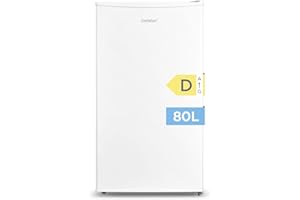 COMFEE' RCD80WH3(E) Frigorifero con Congelatore 80 Liter, Frigo Monoporta, Bassa Rumorosità 39db, Porta Reversibile, Compressore Inverter, Luce LED, Adatto per Casa, Ufficio, Camera, Bianco