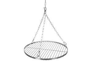 NAJDER Set de Grille Ronde en Acier Inoxydable Ø600 mm avec Chaîne de Suspension Ø3 mm, Grille Ronde pour Barbecue Pivotant avec Jeu de Chaînes, Émerillon et Mousqueton, pour Barbecue Suspendu