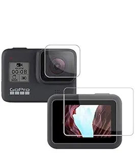 HIFFIN Action Pro 9H Tempered Glass Film Screen Guard LCD Lens Protector Compatible with GoPro Hero 8 (Pack of 2)