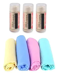 Auto Hub Leatherette Ultra Absorbent Car Cleaning Chamois Cloths - (Assorted, Small ) - Pack of 3.