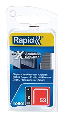Rapid, 40109511, Agrafes en fil fin N°53, Longueur 10mm, 1080 pièces, Pour le textile et la décoration, Acier Inoxydable, Haute performance